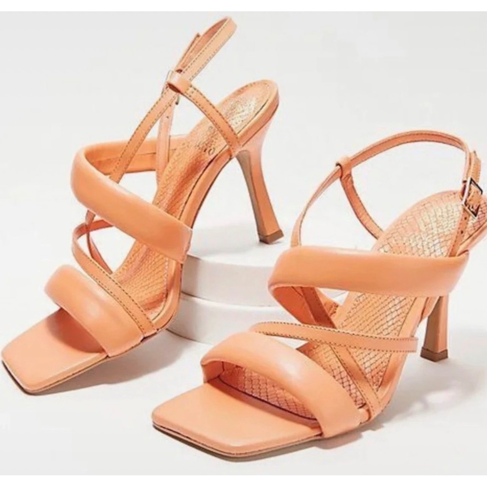 Vince Camuto Brelanie Orange Strappy Square Toe Heel Sandals 8.5M
